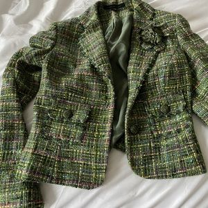 Green tweed blazer